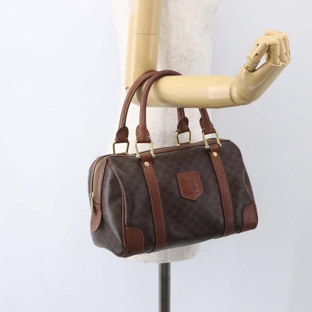 Celine Vintage Macadam Handbag Canvas And Leather Brown Canvas Shoulder Bag Bag