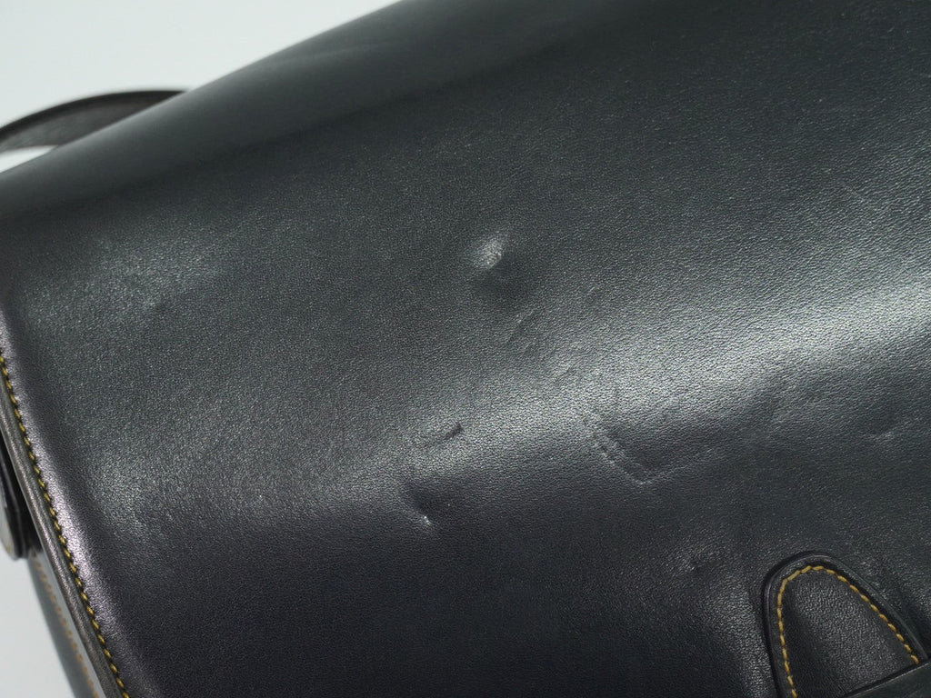 Gucci Vintage Shoulder Bag Leather Navy Leather Shoulder Bag Bag (Pre-Owned)