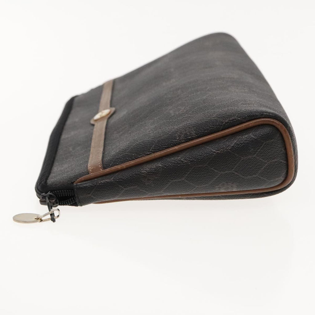 Christian Dior Vintage Honeycomb Zip Pouch Coated Canvas Black Canvas Clutche & Pouche Bag (Pre-Owned)