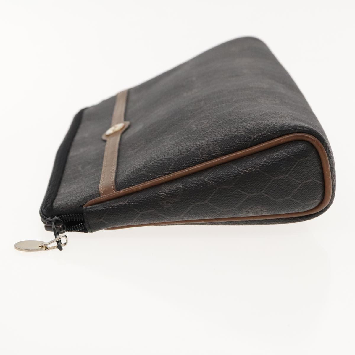 Christian Dior Vintage Honeycomb Zip Pouch Coated Canvas Black Canvas Clutche & Pouche Bag (Pre-Owned)