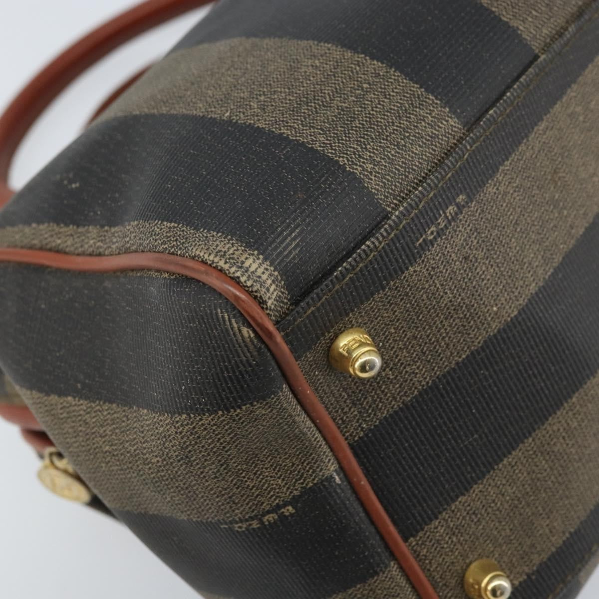 Fendi Vintage Pequin Convertible Boston Bag Coated Canvas Brown Canvas Handbag