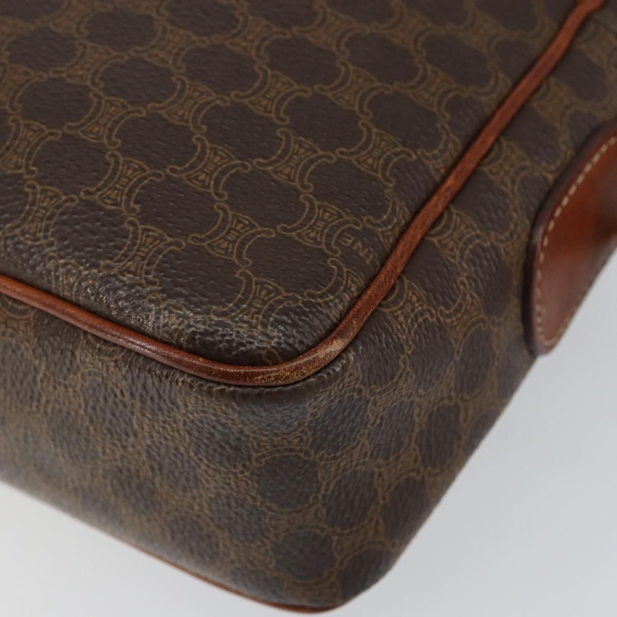 Celine Vintage Macadam Shoulder Bag Canvas And Leather Brown Canvas Shoulder Bag Bag