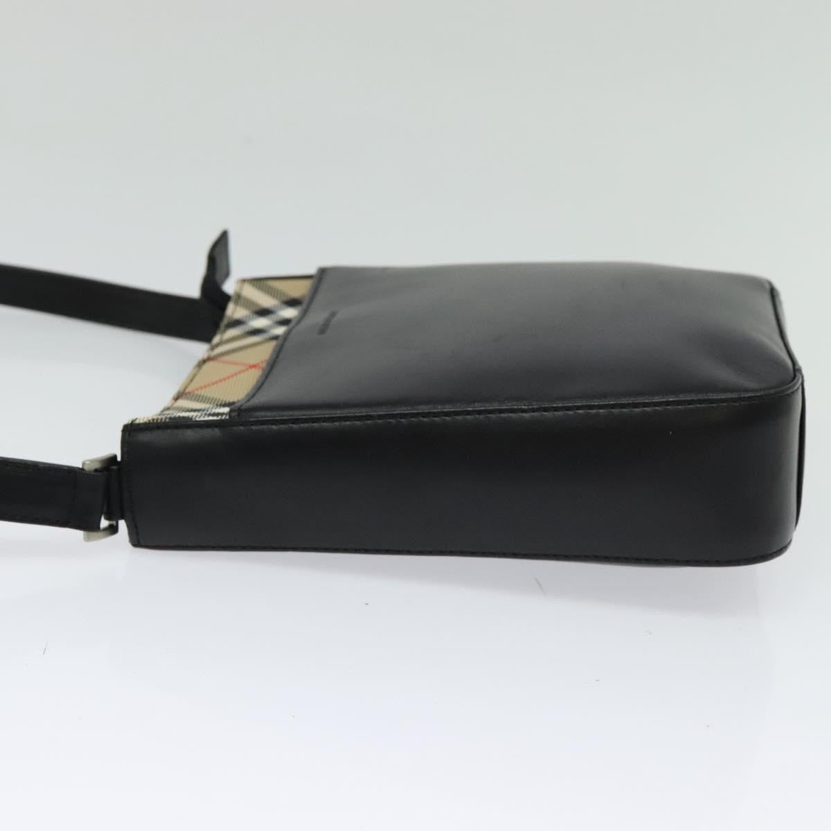 Burberry Front Pocket Flap Messenger Leather With Vintage Check Canvas Black Leather Bag