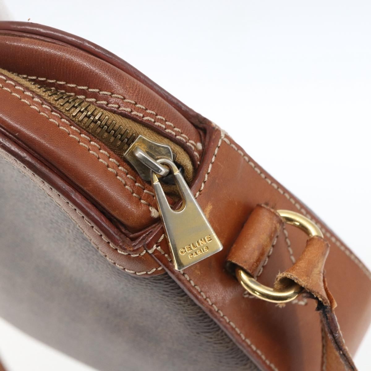 Celine Vintage Macadam Shoulder Bag Canvas And Leather Brown Canvas Shoulder Bag Bag