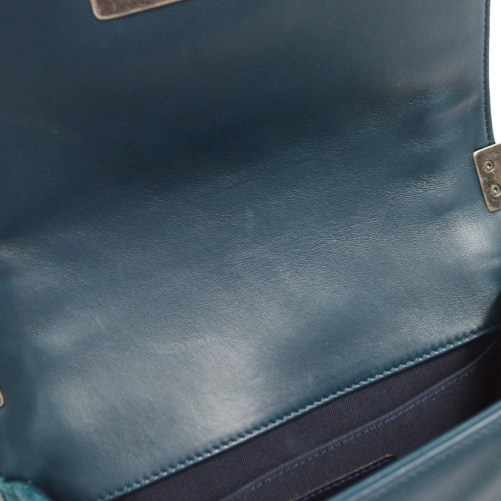 Chanel Boy Flap Bag Quilted Tweed With Velvet Blue Velvet Shoulder Bag Bag