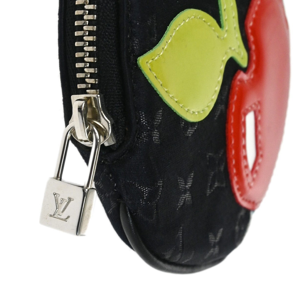 Louis Vuitton Round Coin Purse Limited Edition Monogram Silk Black Silk Wallets Accessory