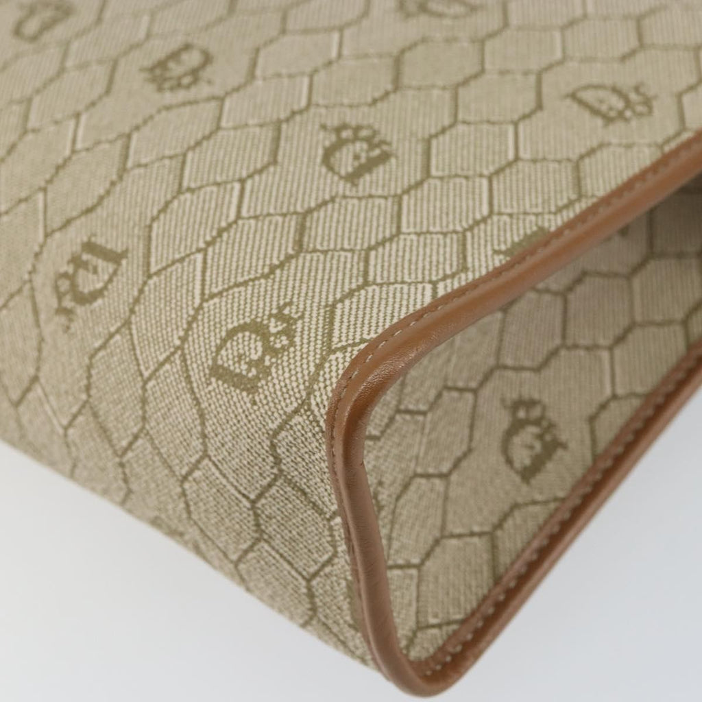 Christian Dior Vintage Honeycomb Zip Pouch Coated Canvas Beige Canvas Clutche & Pouche Bag (Pre-Owned)