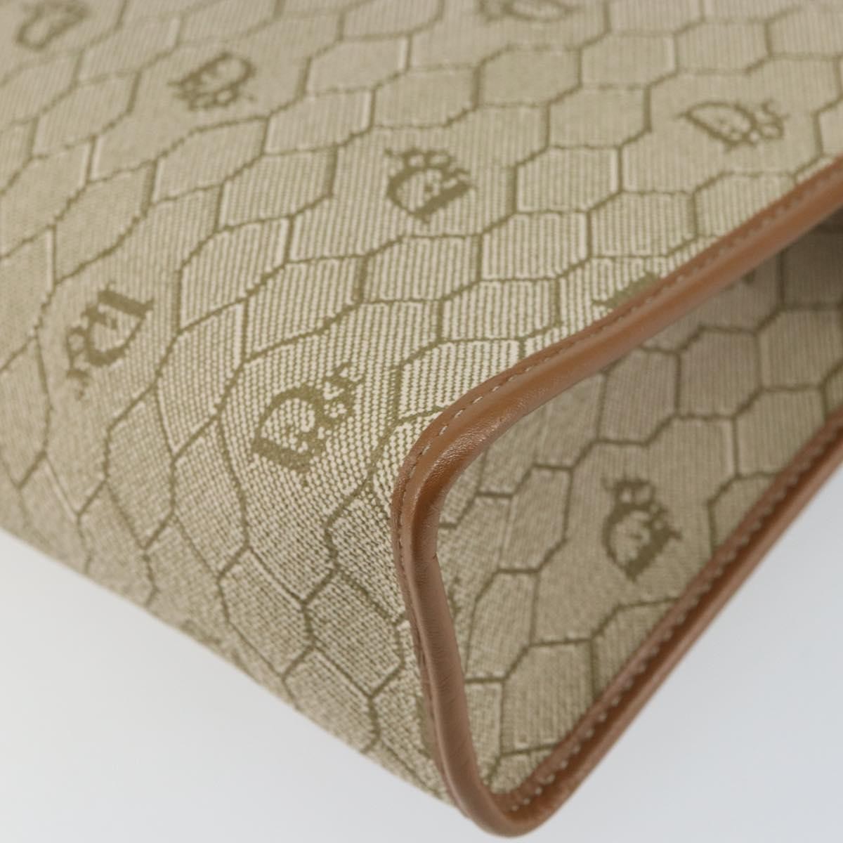 Christian Dior Vintage Honeycomb Zip Pouch Coated Canvas Beige Canvas Clutche & Pouche Bag (Pre-Owned)