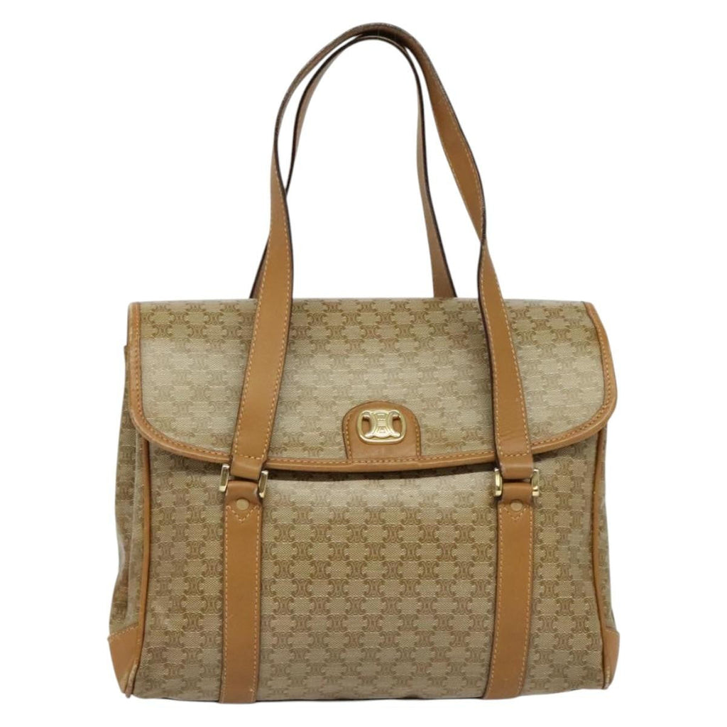 Celine Vintage Macadam Handbag Canvas Beige Canvas Bag