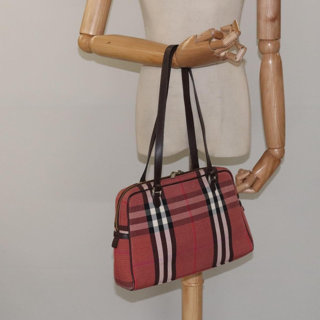 Burberry Nova Check Shoulder Bag Canvas Red Canvas Shoulder Bag