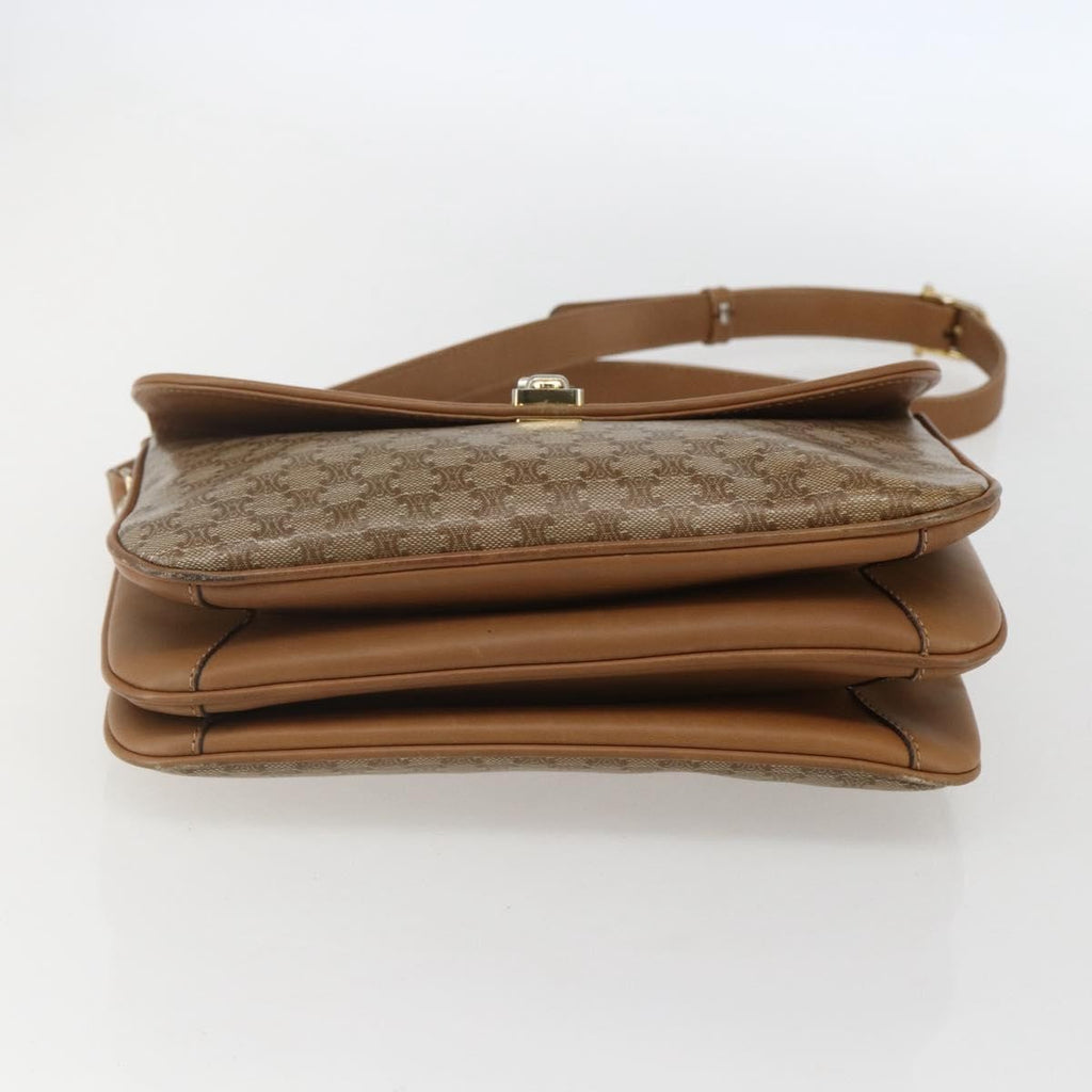 Celine Vintage Macadam Shoulder Bag Canvas And Leather Beige Canvas Shoulder Bag Bag