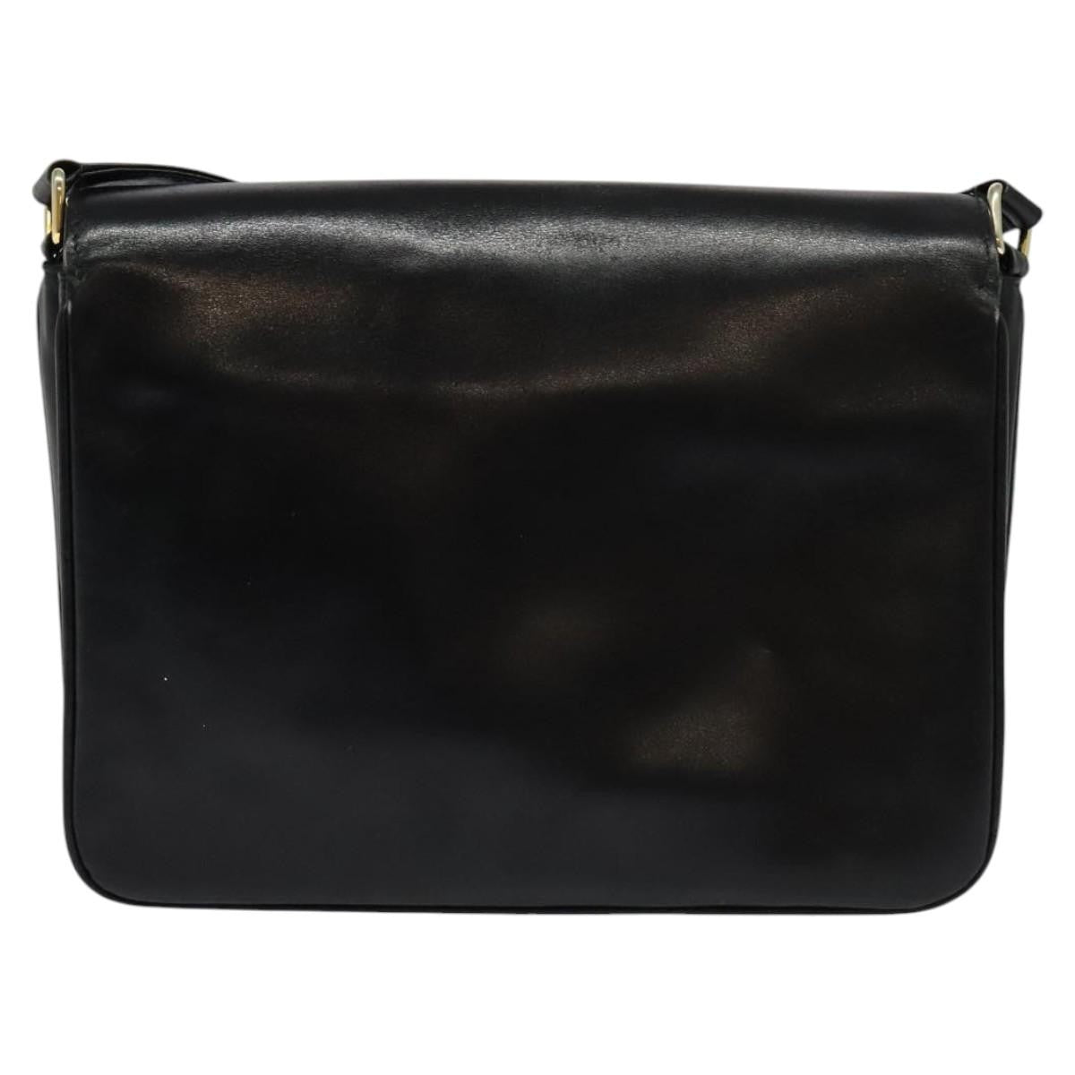 Gucci Sherry Line Shoulder Bag Leather Black Leather Shoulder Bag Bag (Pre-Owned)