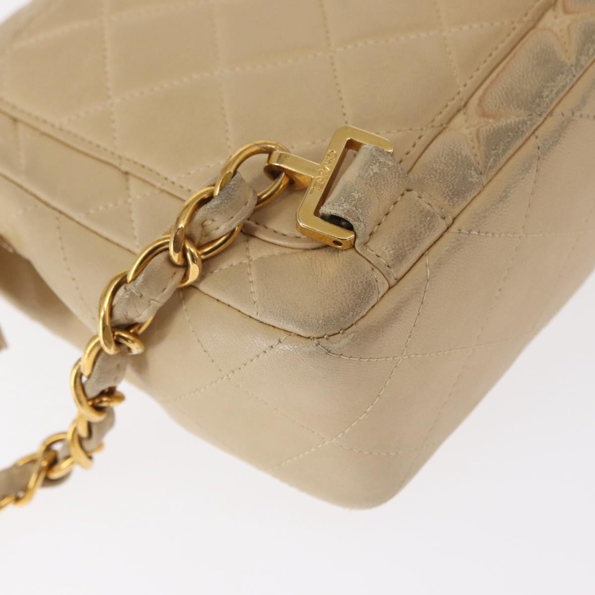 Chanel Vintage Classic Flap Backpack Quilted Lambskin Beige Leather Backpack Bag