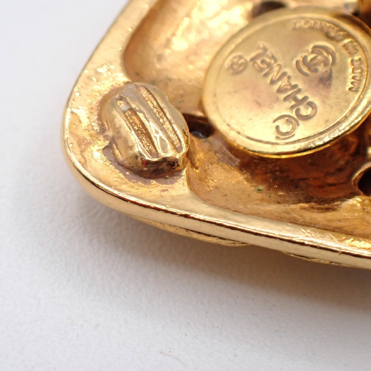 Chanel Vintage Cc Diamond Shape Clips-On Earrings Gold-Plated Gold Gold_Plated Earrings Jewelry