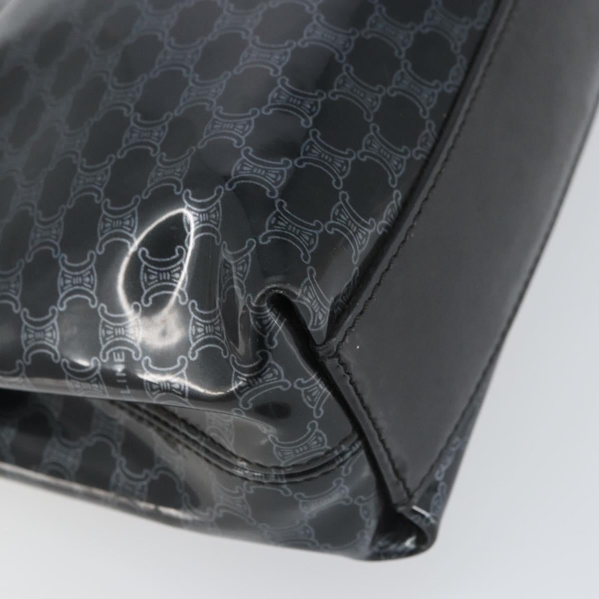 Celine Vintage Macadam Shopper Tote Venyl Black Plastic Tote Bag Bag
