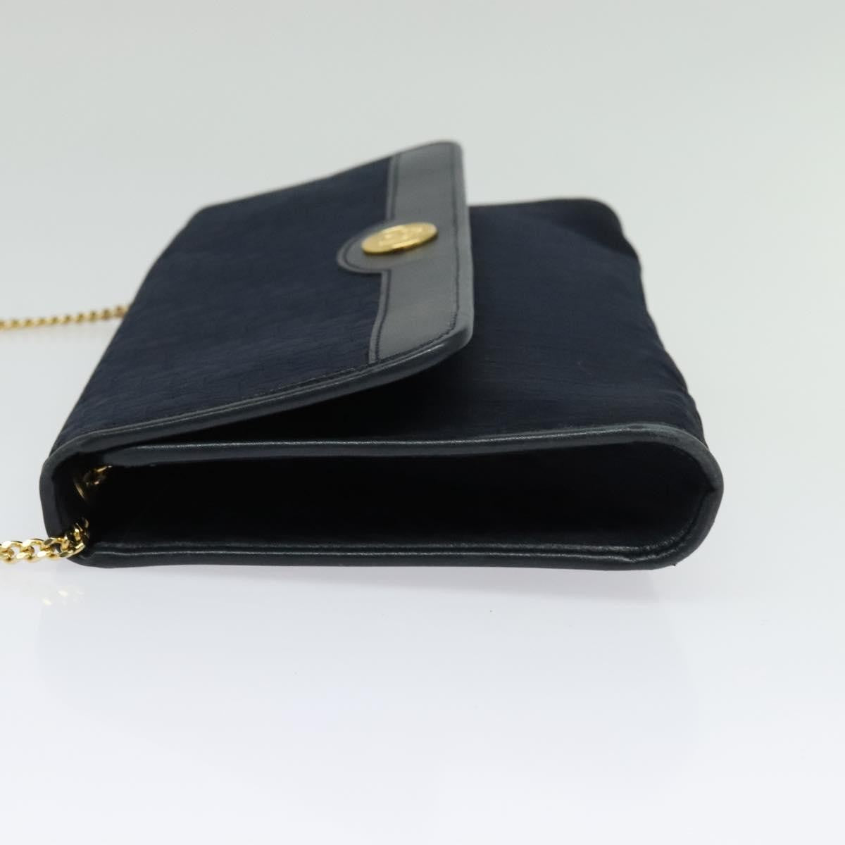 Christian Dior Vintage Chain Flap Shoulder Bag Diorissimo Canvas Navy Canvas Shoulder Bag Bag (Pre-Owned)