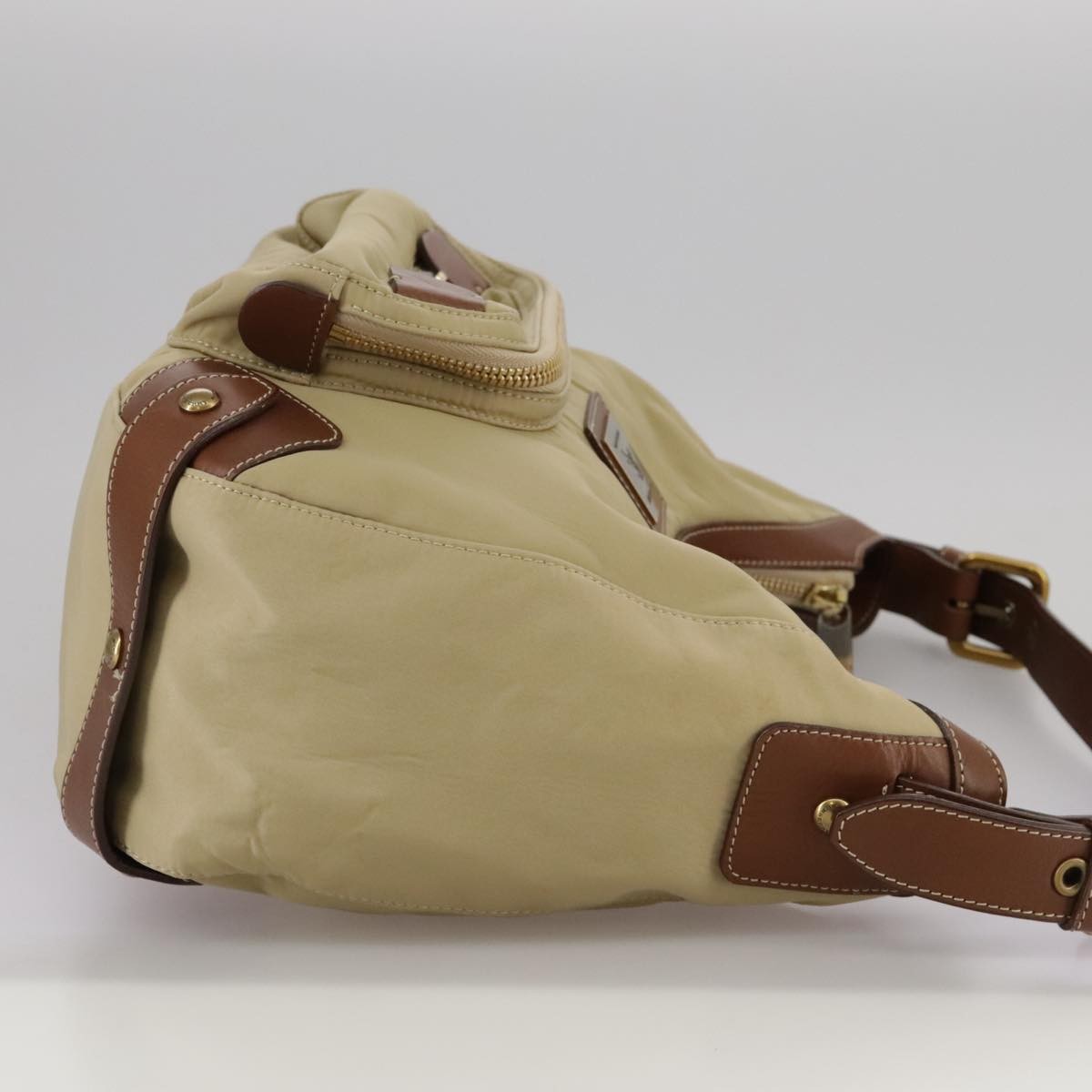 Burberry Blue Label Shoulder Bag Nylon Beige Nylon Shoulder Bag