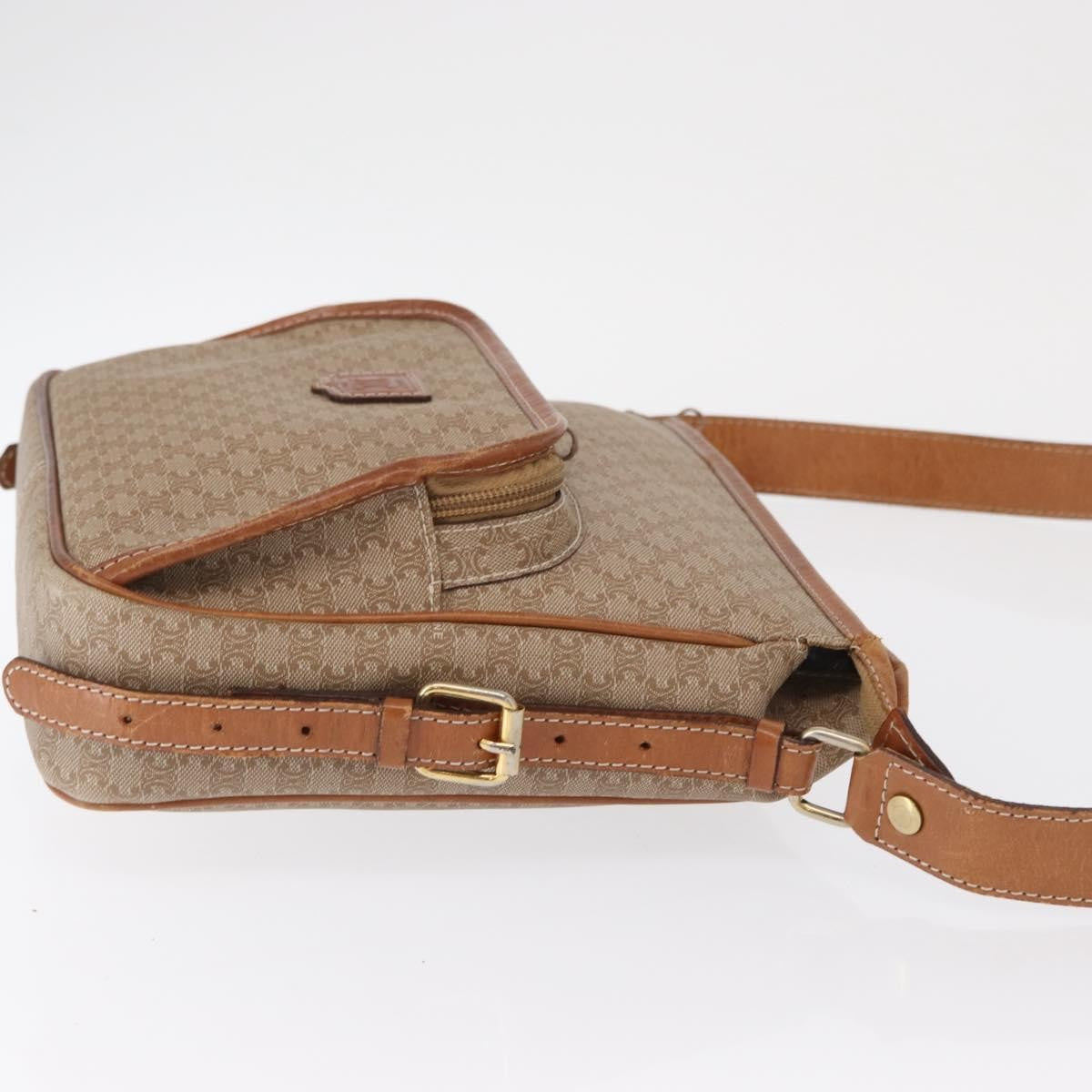 Celine Vintage Macadam Shoulder Bag Canvas And Leather Beige Canvas Shoulder Bag Bag