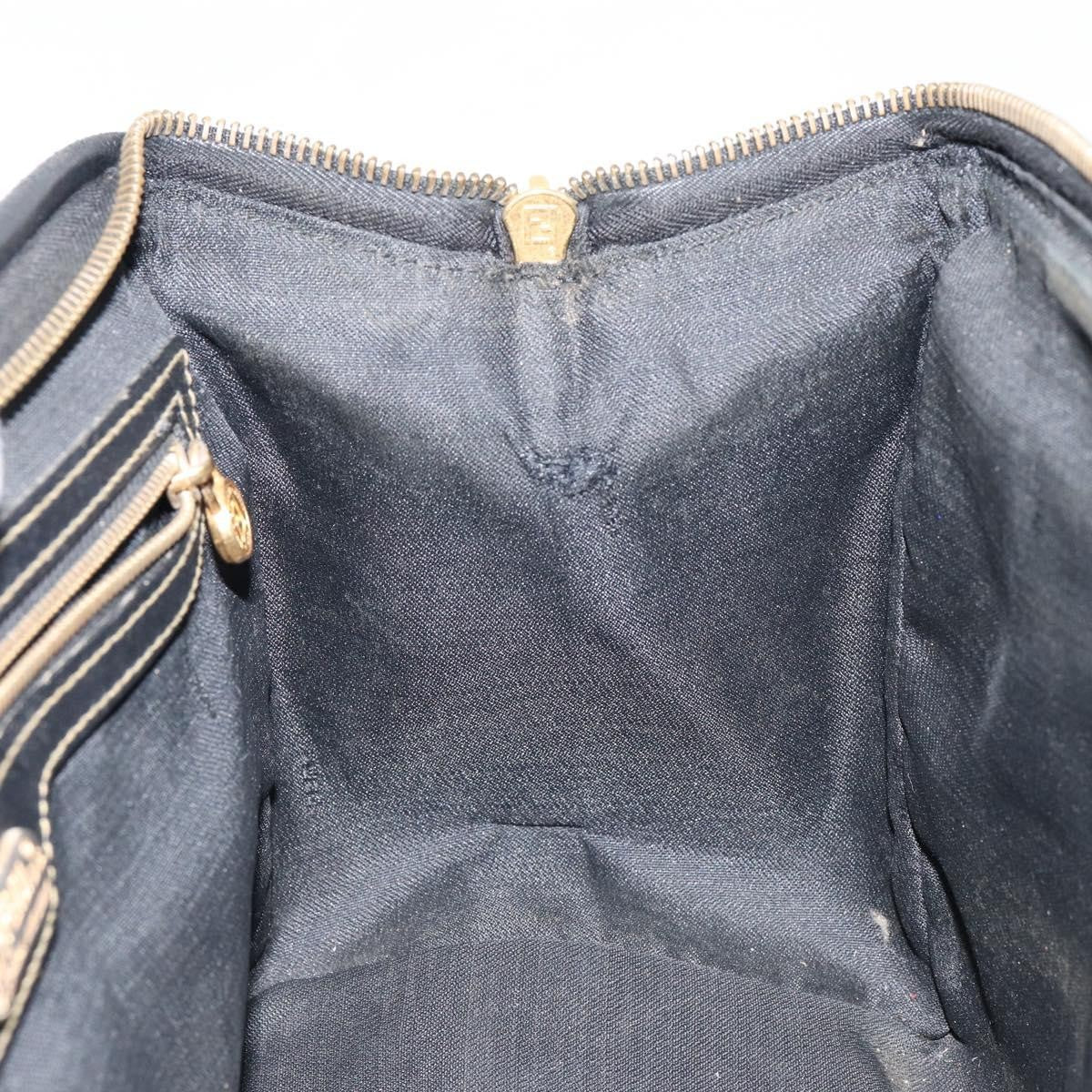 Fendi Vintage Pequin Boston Bag Coated Canvas Black Canvas Bag