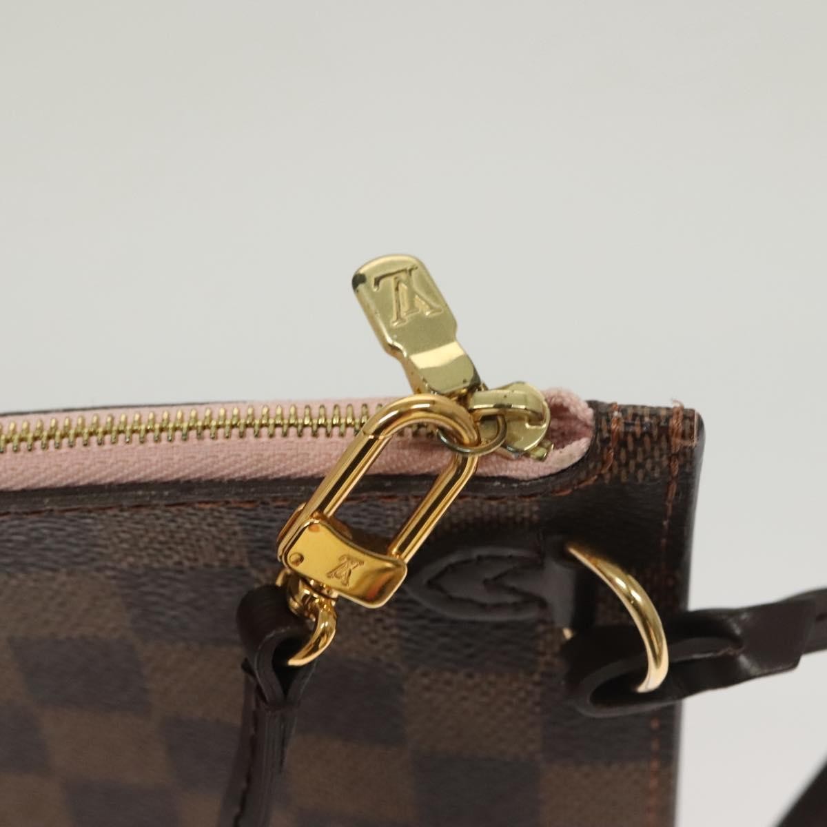 Louis Vuitton Neverfull Pochette Damier Brown Canvas Bag