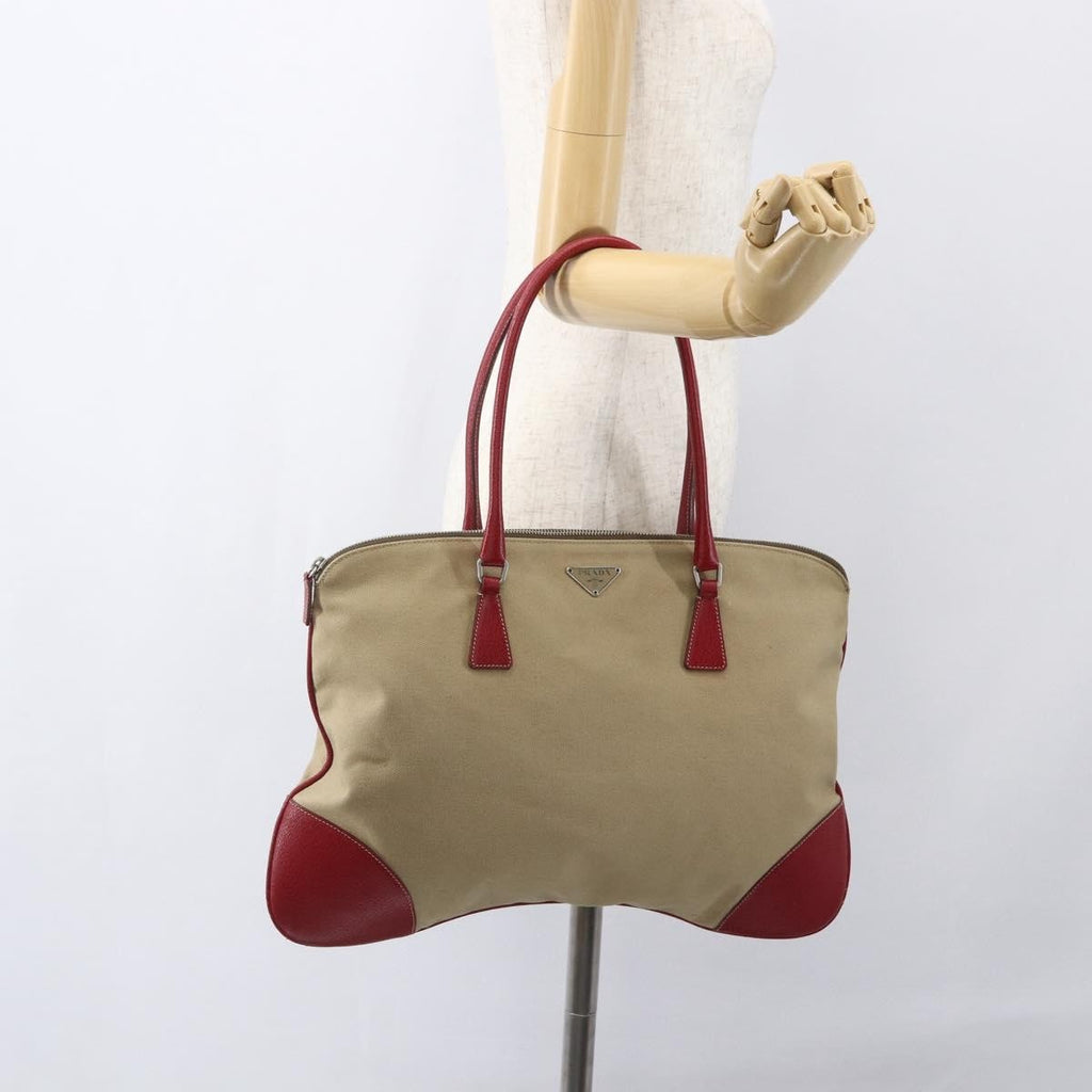 Prada Vintage Handbag Canvas Beige Canvas Handbag