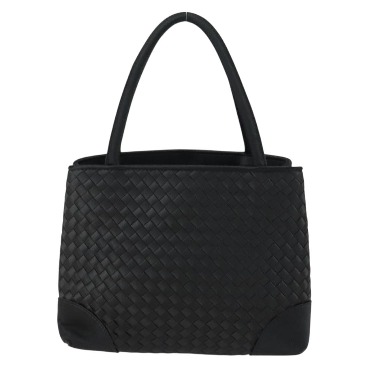 Bottega Veneta Intrecciato Handbag Satin Black Satin Handbag