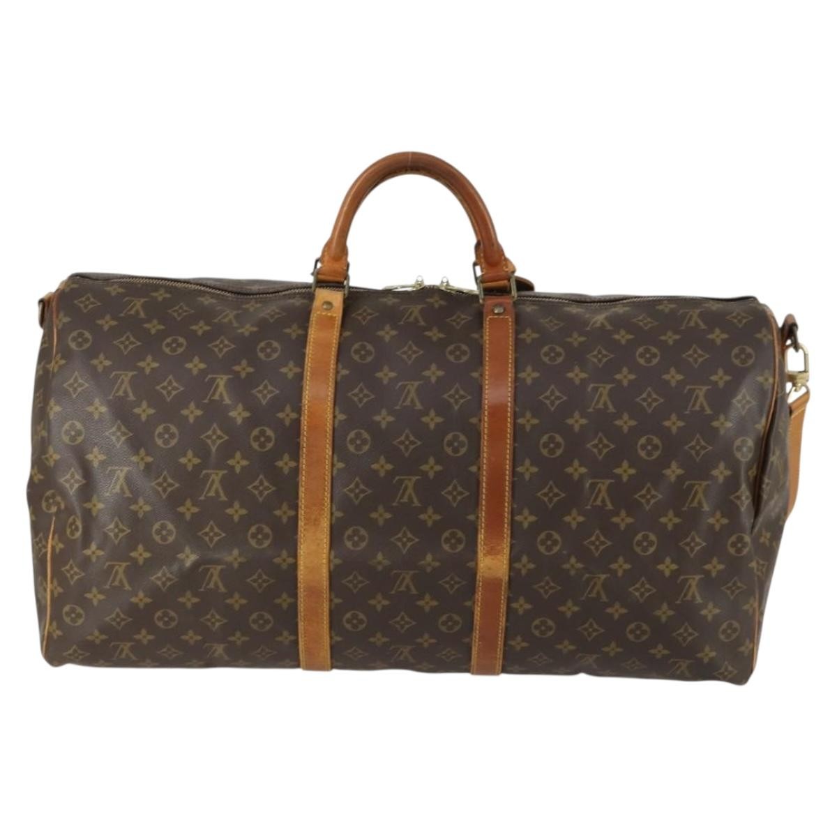 Louis Vuitton Keepall Bandouliere Bag Monogram Canvas Brown Canvas Travel Bag