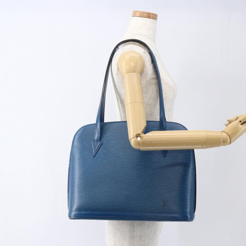 Louis Vuitton Lussac Handbag Epi Leather Blue Leather Shoulder Bag