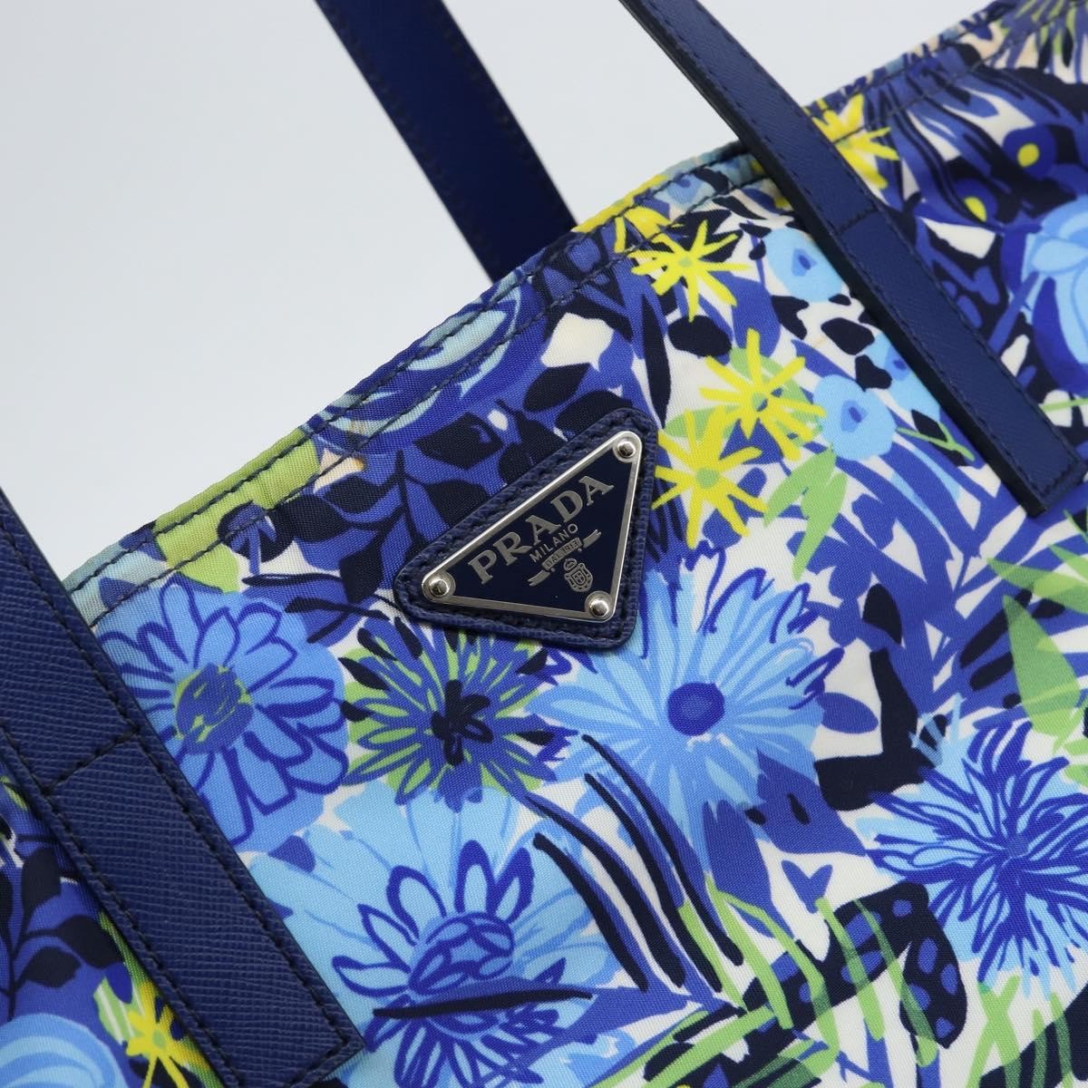 Prada Floreal Tote Printed Tessuto Blue Nylon Tote Bag Bag