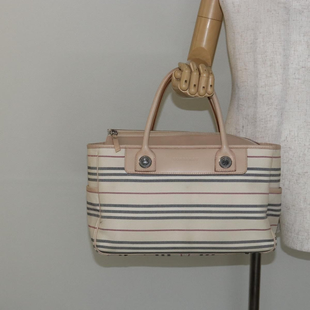 Burberry Nova Check Tote Canvas And Leather Beige Canvas Tote Bag
