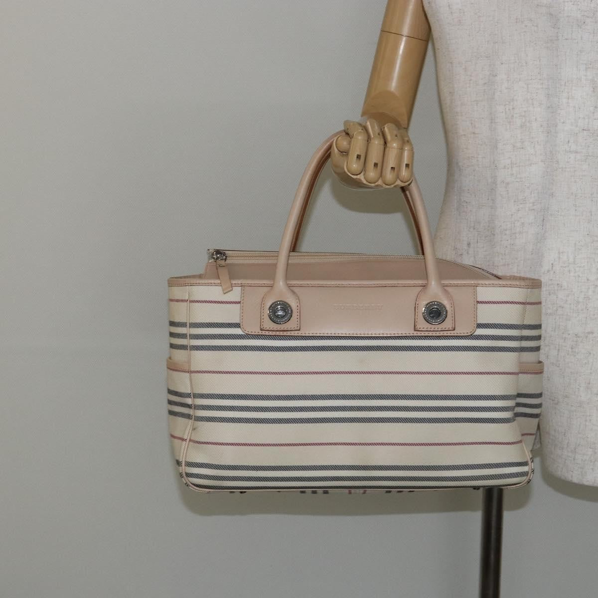 Burberry Nova Check Tote Canvas And Leather Beige Canvas Tote Bag