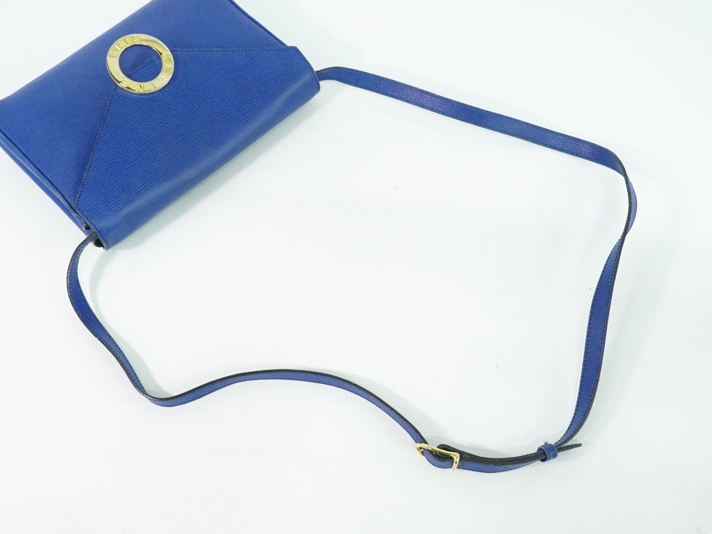 Celine Circle Logo Shoulder Bag Leather Blue Leather Shoulder Bag Bag