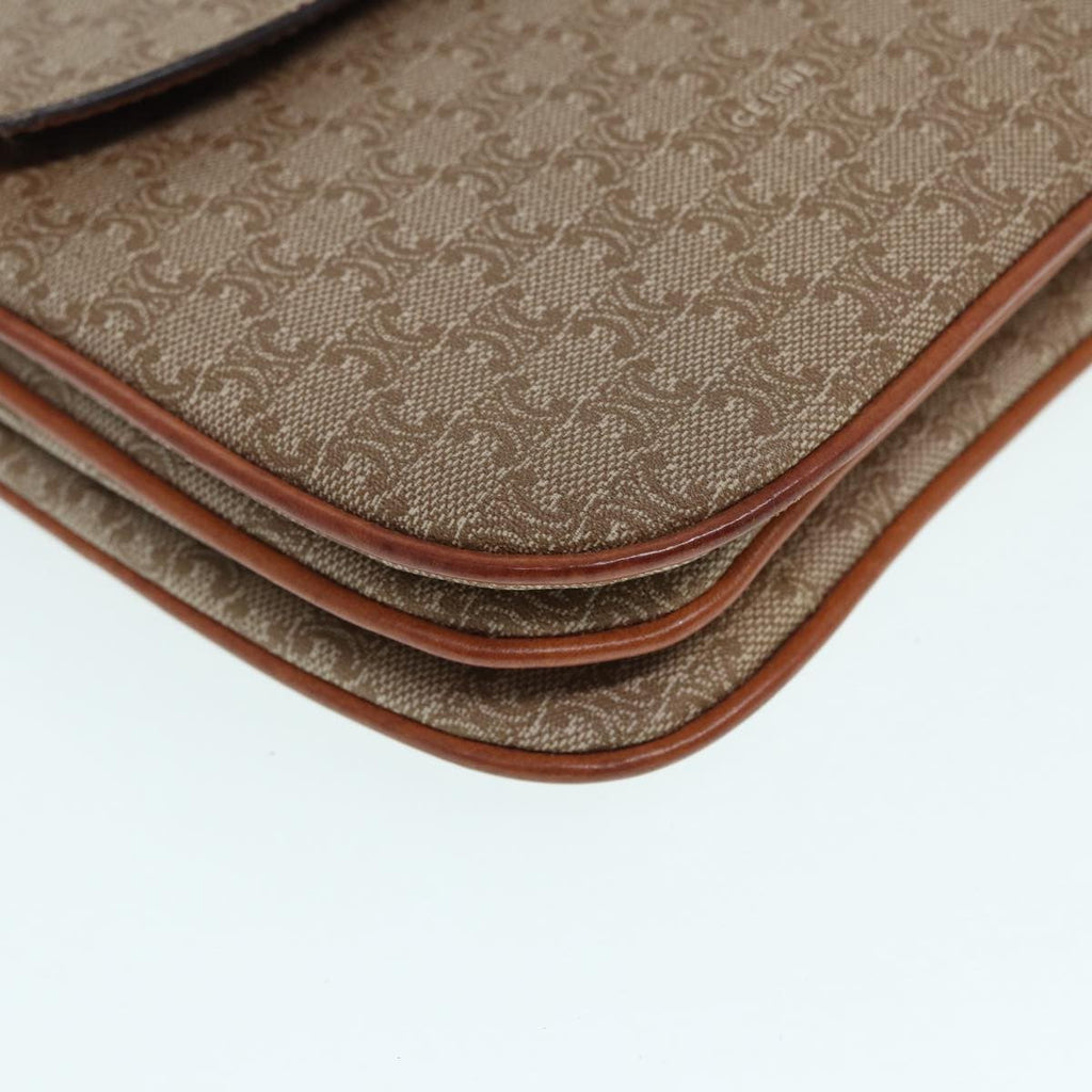 Celine Vintage Macadam Shoulder Bag Canvas And Leather Beige Canvas Shoulder Bag Bag