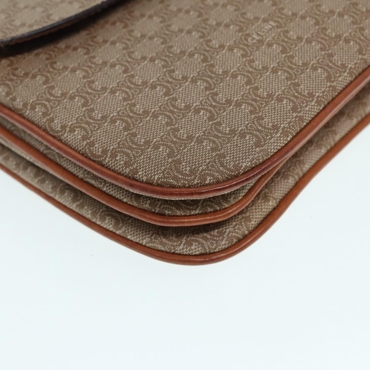 Celine Vintage Macadam Shoulder Bag Canvas And Leather Beige Canvas Shoulder Bag Bag
