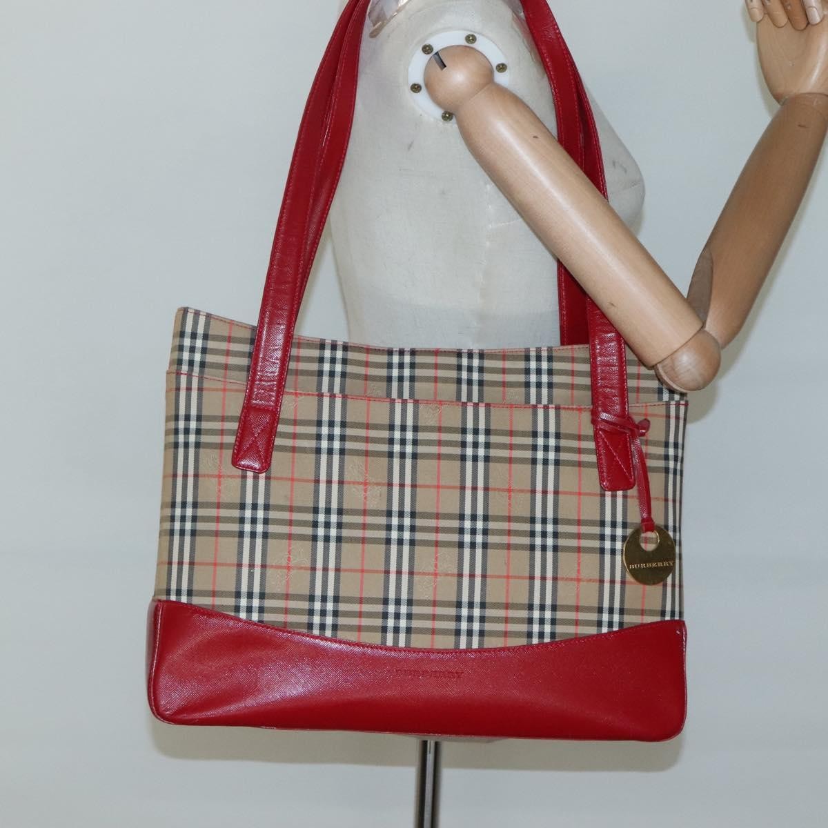 Burberry Nova Check Tote Canvas And Leather Beige Canvas Tote Bag