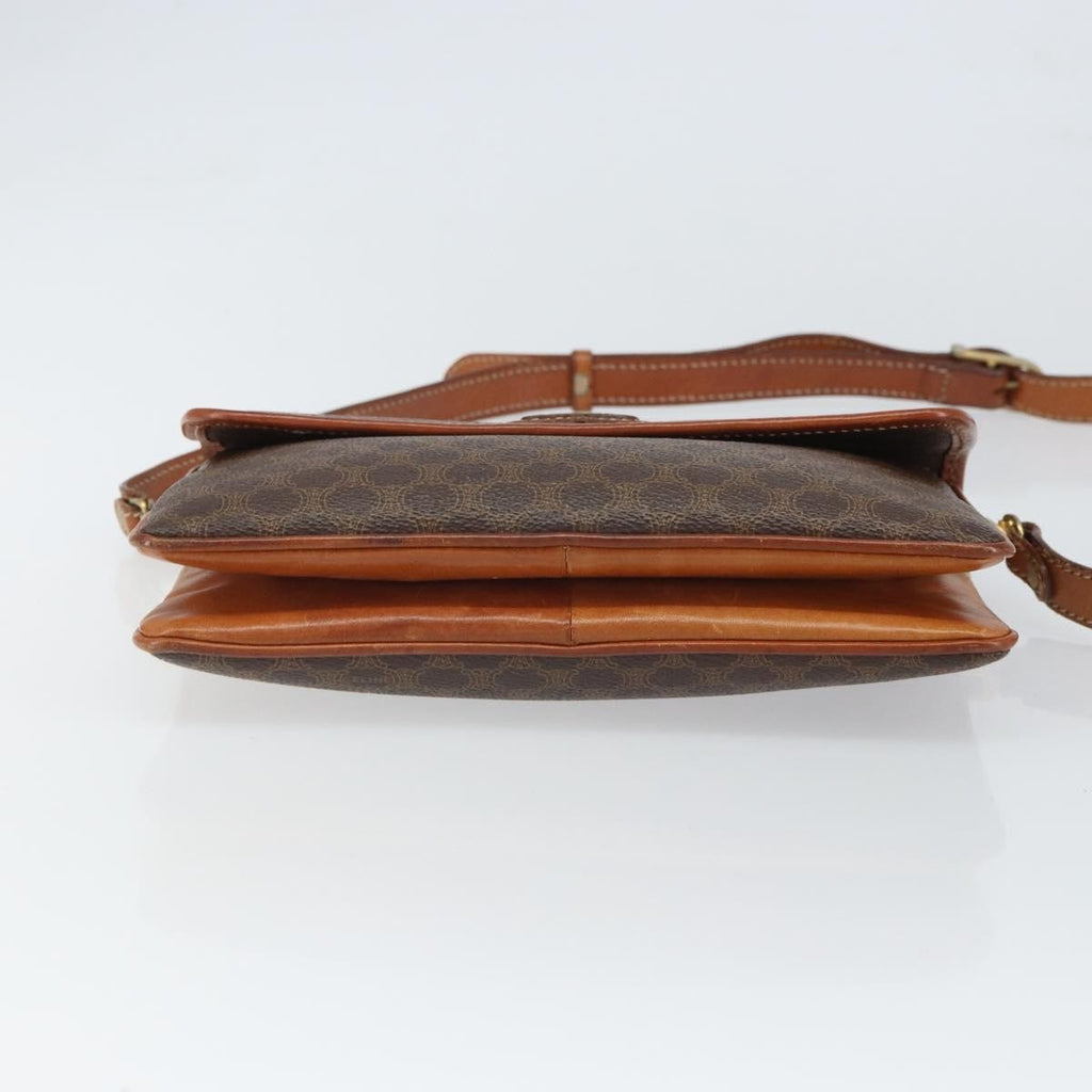 Celine Vintage Macadam Shoulder Bag Canvas And Leather Brown Canvas Shoulder Bag Bag