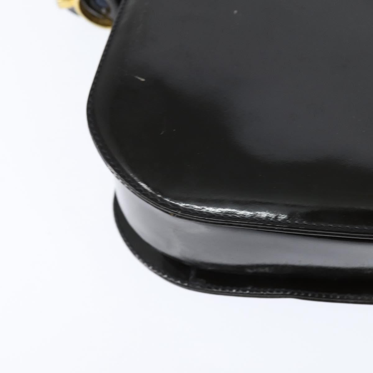 Celine Vintage Carriage Flap Clutch Leather Black Patent_Leather Shoulder Bag Bag