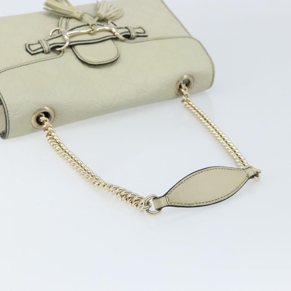 Gucci Emily Chain Flap Bag Guccissima Leather Beige Leather Shoulder Bag Bag (Pre-Owned)