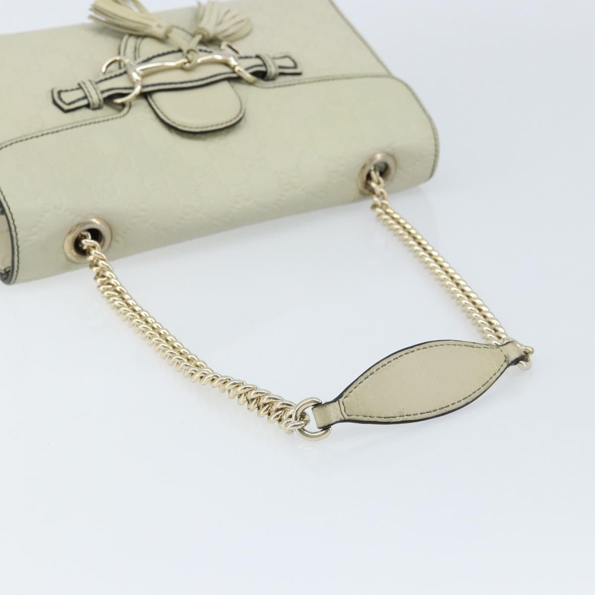 Gucci Emily Chain Flap Bag Guccissima Leather Beige Leather Shoulder Bag Bag (Pre-Owned)