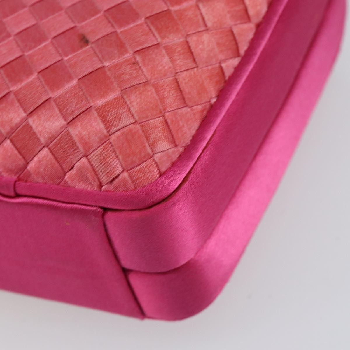 Bottega Veneta Intrecciato Clutch Bag Satin Pink Satin Clutche & Pouche Bag