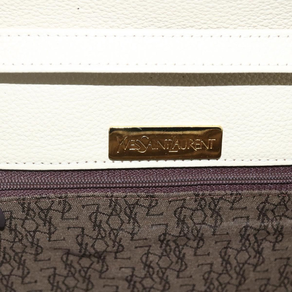 Saint Laurent Vintage Shoulder Bag Leather Ecru Leather Shoulder Bag Bag (Pre-Owned)