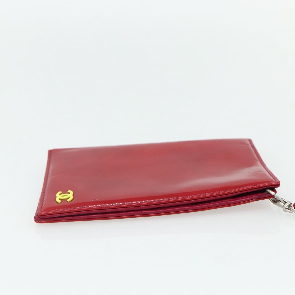 Chanel Vintage Cc Bifold Card Holder Patent Leather Red Patent_Leather Card Holders Accessory