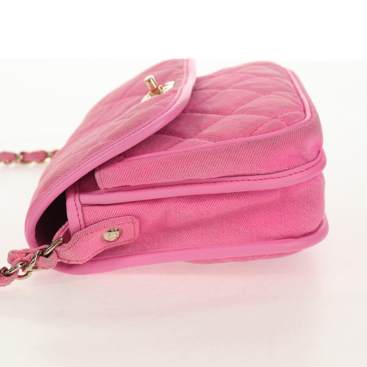 Chanel Flap Messenger Bag Quilted Denim Pink Canvas Shoulder Bag Bag