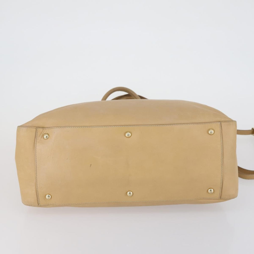 Fendi Twins Tote Leather Beige Leather Tote Bag Bag