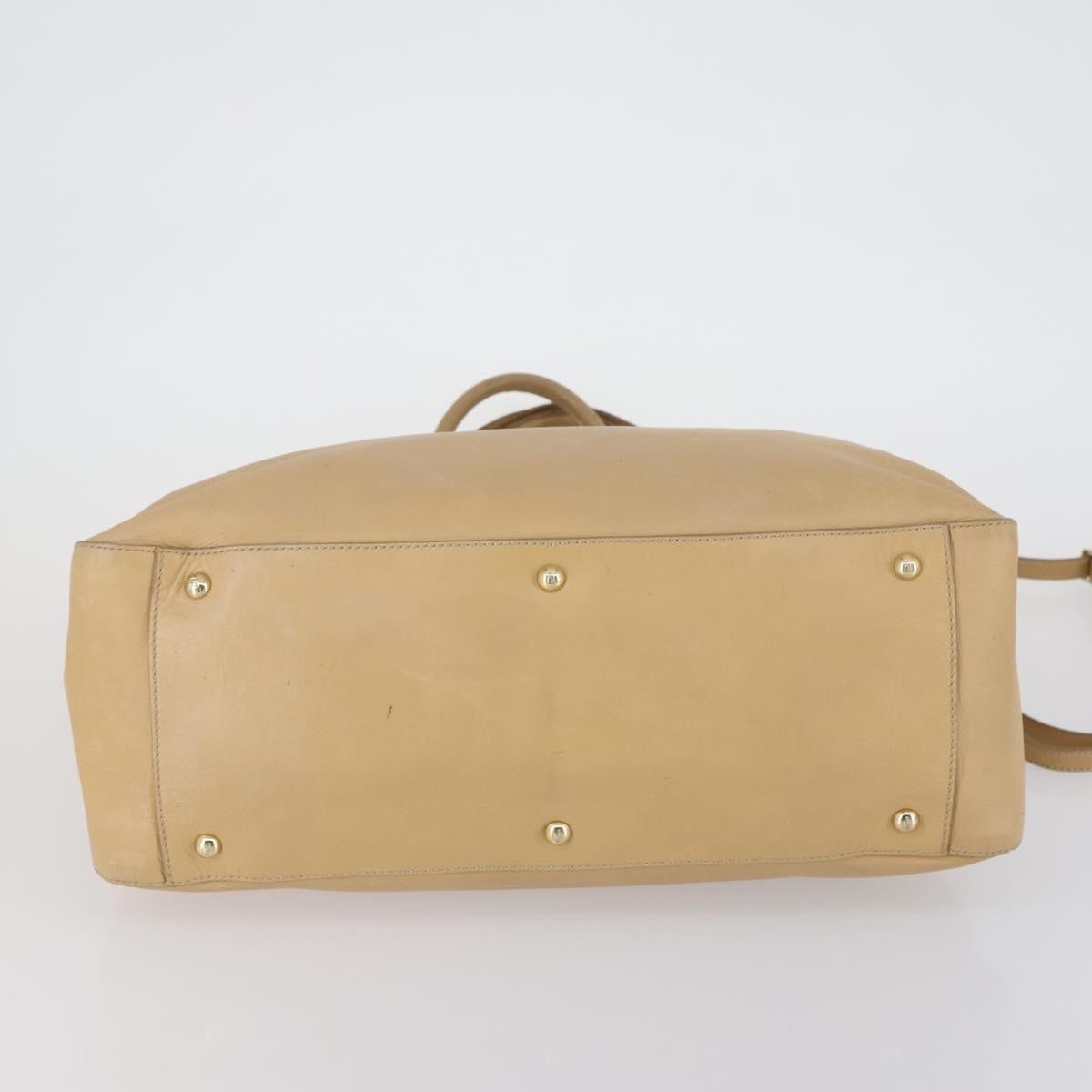 Fendi Twins Tote Leather Beige Leather Tote Bag Bag