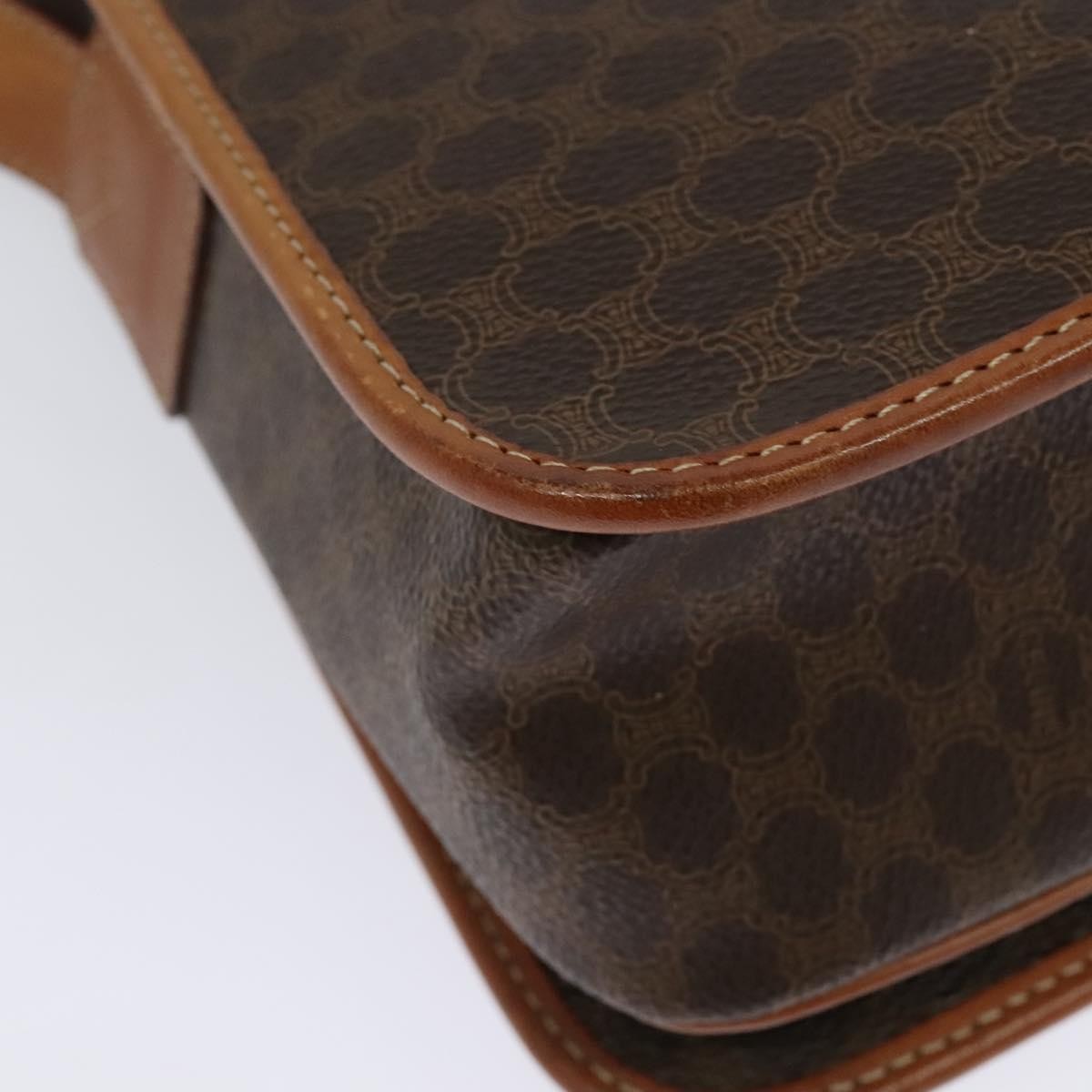 Celine Macadam Shoulder Bag Pvc Leather Brown Canvas Bag