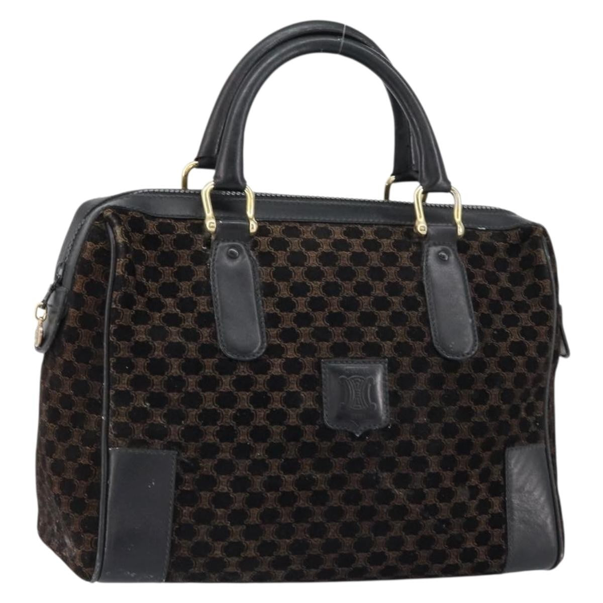 Celine Vintage Macadam Handbag C Macadam Suede Black Suede Handbag