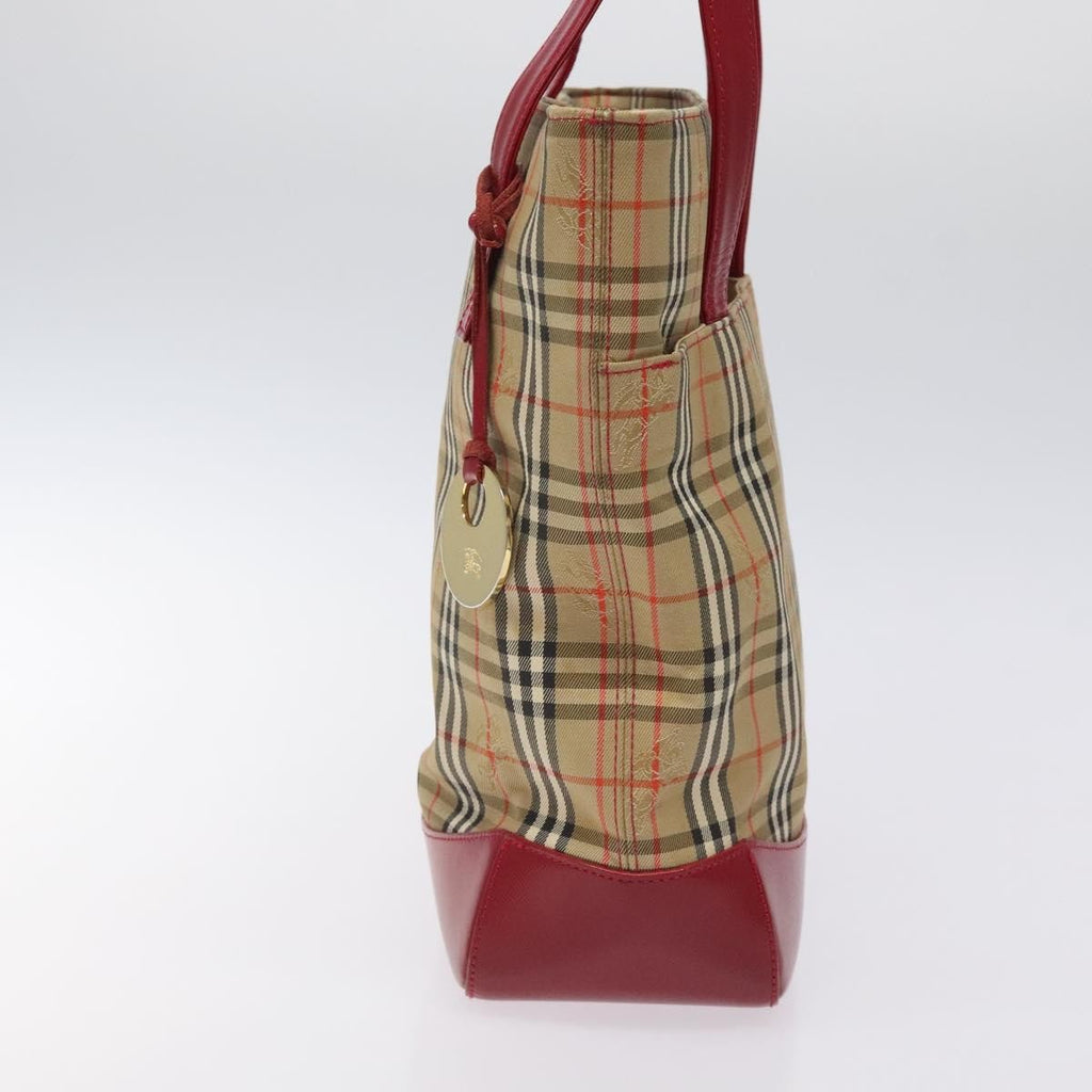 Burberry Nova Check Tote Canvas And Leather Red Canvas Tote Bag