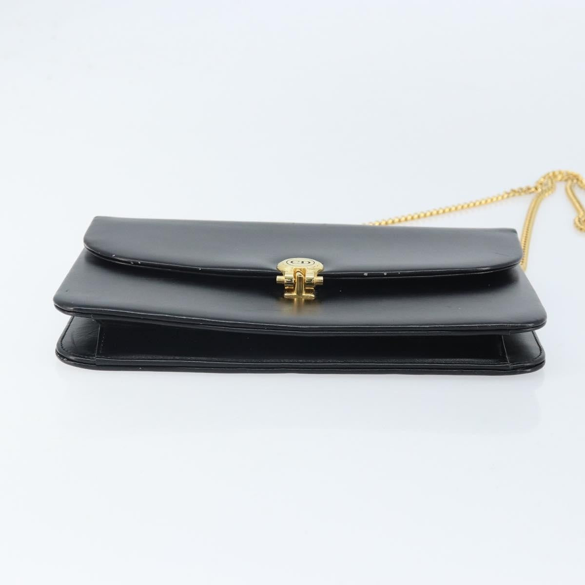 Christian Dior Vintage Cd Chain Flap Shoulder Bag Leather Black Leather Shoulder Bag Bag (Pre-Owned)