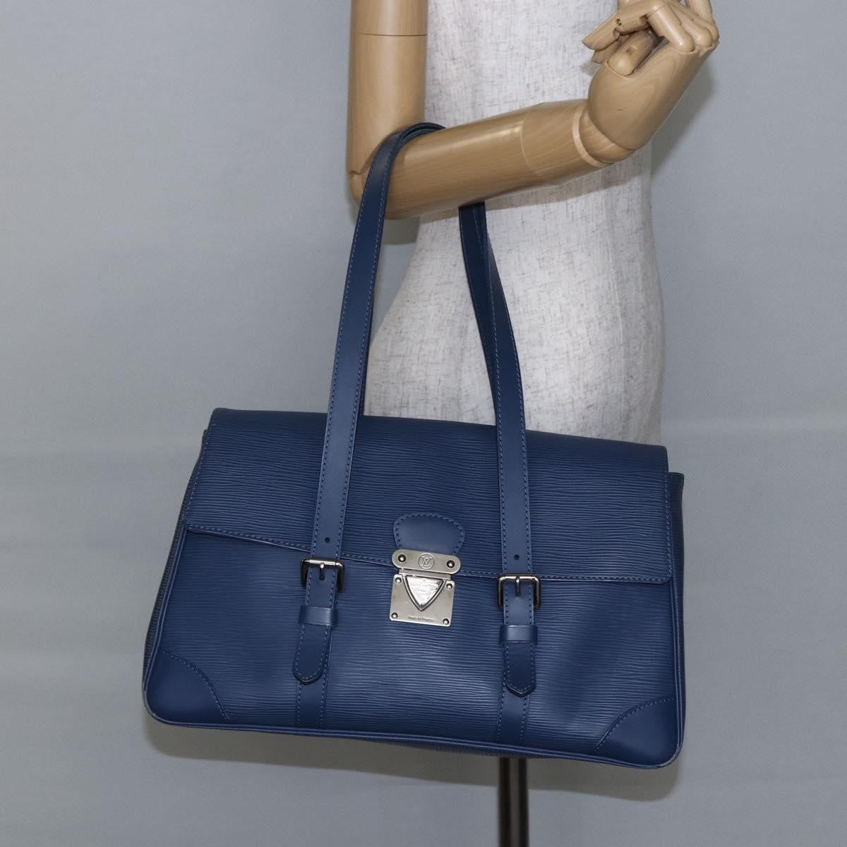 Louis Vuitton Segur Handbag Epi Leather Blue Leather Handbag